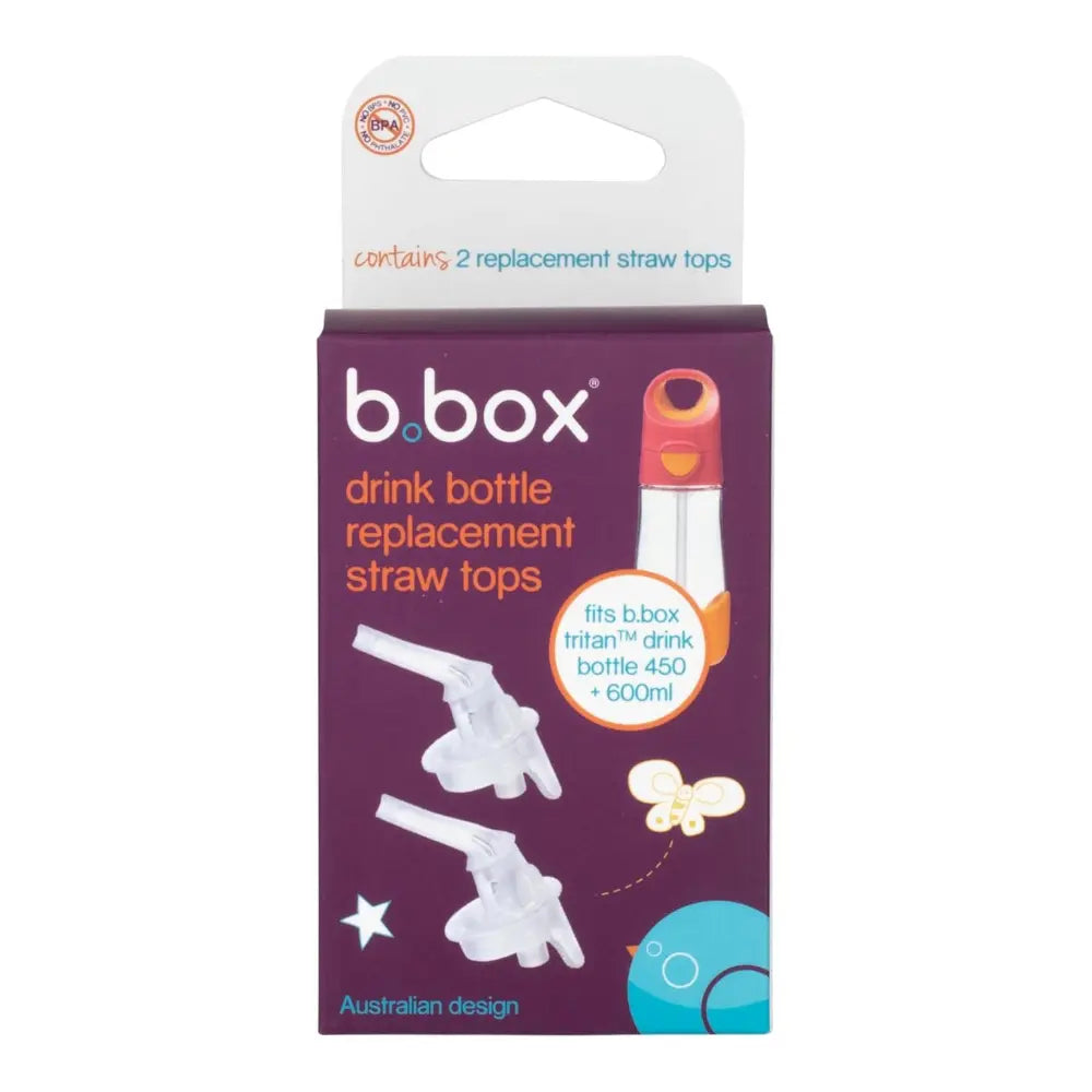 B.Box Tritan™ Drink Bottle Replacement Straw Tops – 2 Pack (450ml &amp; 600ml)