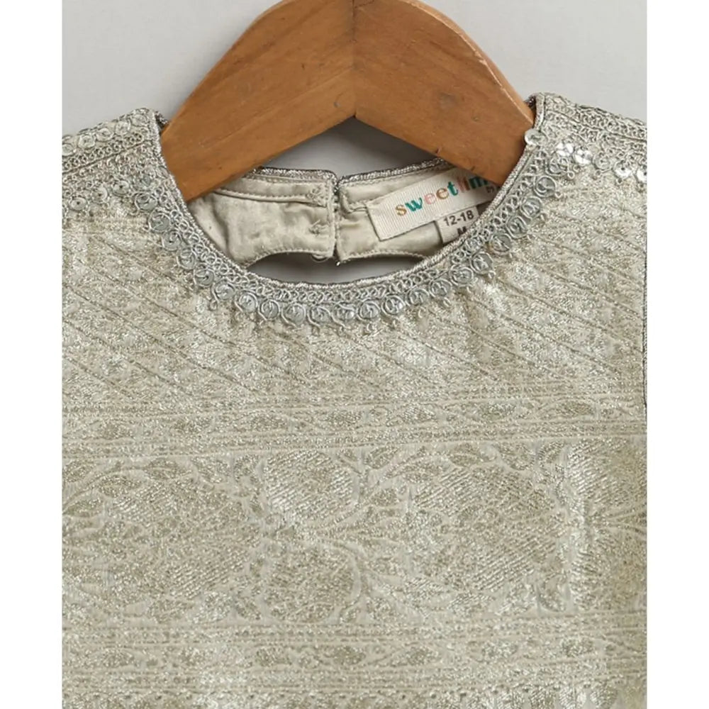 Sweetlime By AS Ivory &amp; Silver Princess Lehenga Set - Golden