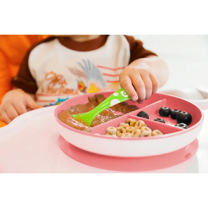 Munchkin Suction Plate for Babies &amp; Toddlers – Strong Suction Base with Deep Sides, BPA-Free, 6+ Months - Pink