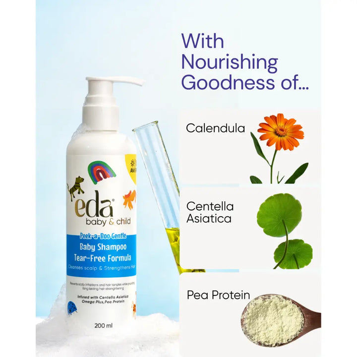 Eda Baby &amp; Child Peek-a-Boo Gentle Baby Shampoo | Mild &amp; Tear-Free Formula for Soft and Healthy Hair
