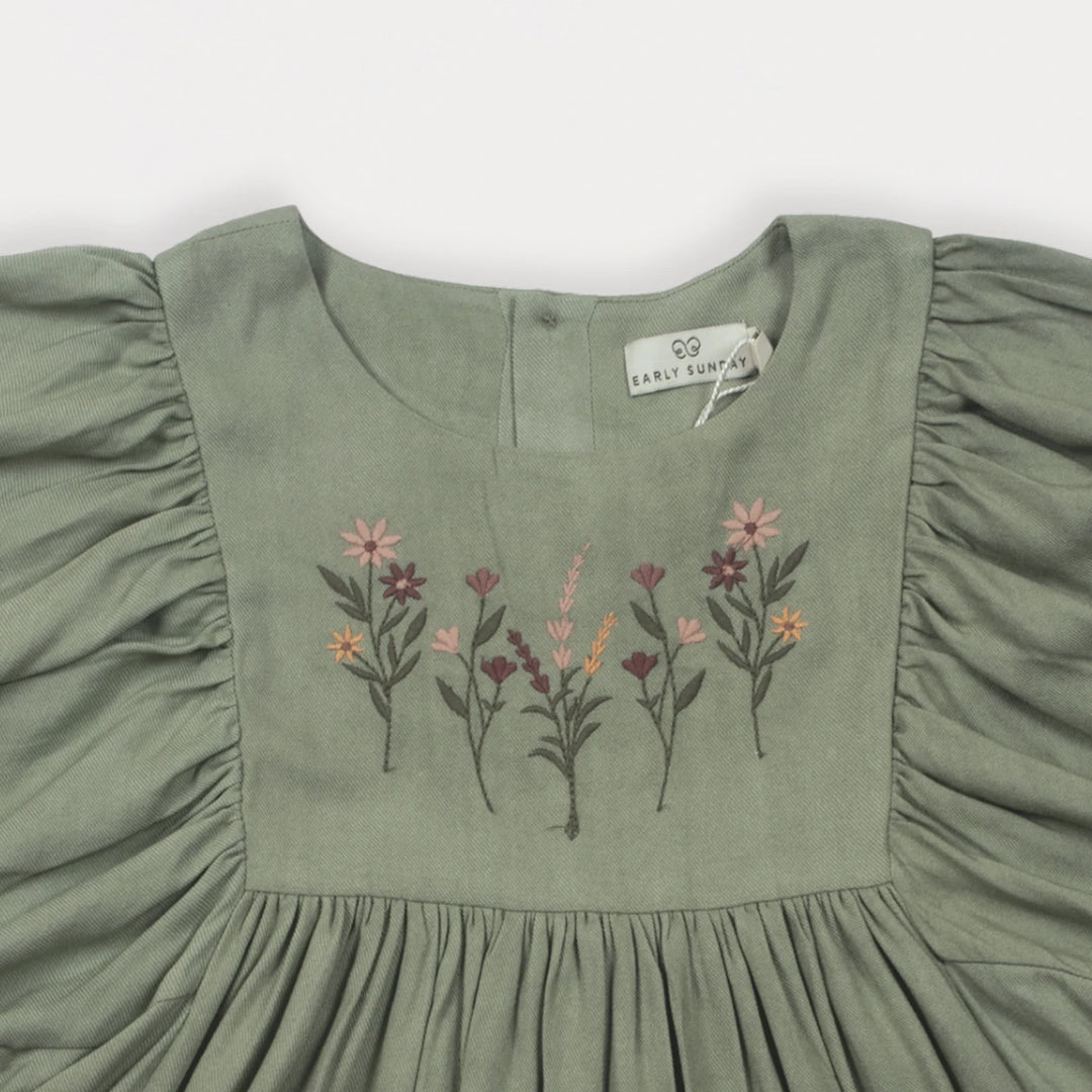 Early Sunday Belle Dress For Girls - Sage Green