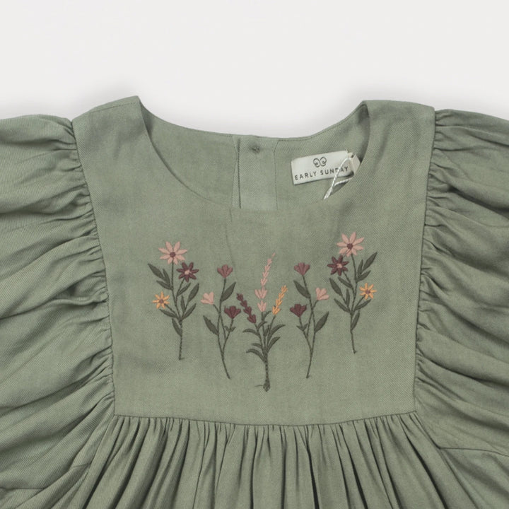 Early Sunday Belle Dress For Girls - Sage Green
