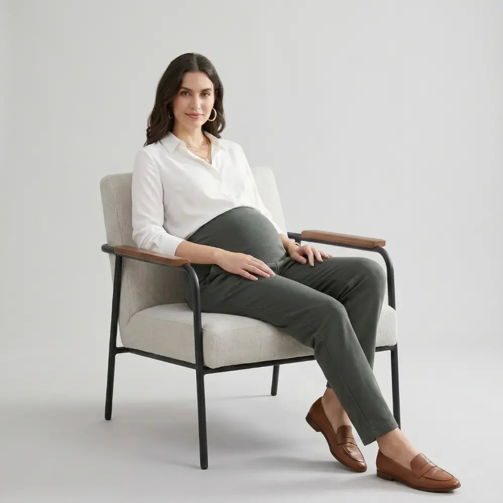 SOL MAMA Over Bump Straight Pants - Medium Grey