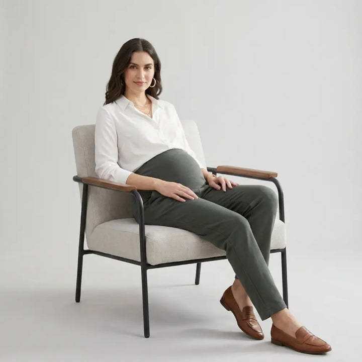 SOL MAMA Over Bump Straight Pants - Medium Grey