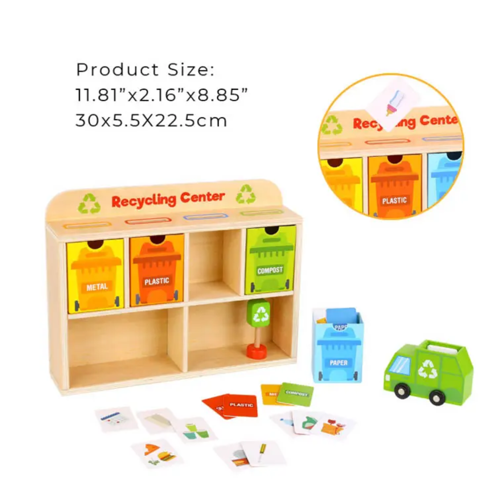 Playbox Tiny Trash Hub | Recycling Center & Toy Truck Set