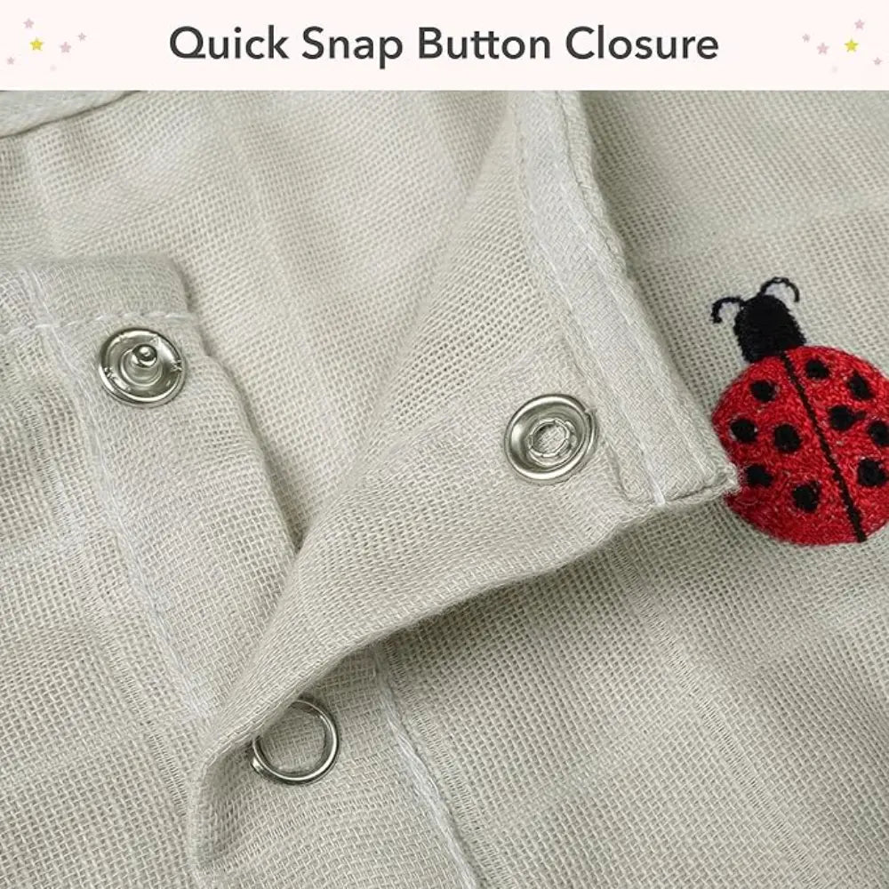 The White Cradle Organic Cotton Baby Romper for Newborn Baby Boy &amp; Girl | Pack of 2 Gray Bow with Beetle Infant Rompers | Snap Button Crotch for Easy Diaper Change | Soft Summer Baby Outfit