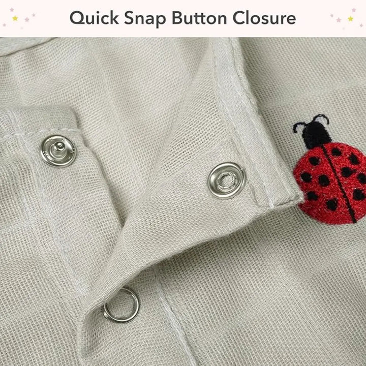 The White Cradle Organic Cotton Baby Romper for Newborn Baby Boy &amp; Girl | Pack of 2 Gray Bow with Beetle Infant Rompers | Snap Button Crotch for Easy Diaper Change | Soft Summer Baby Outfit