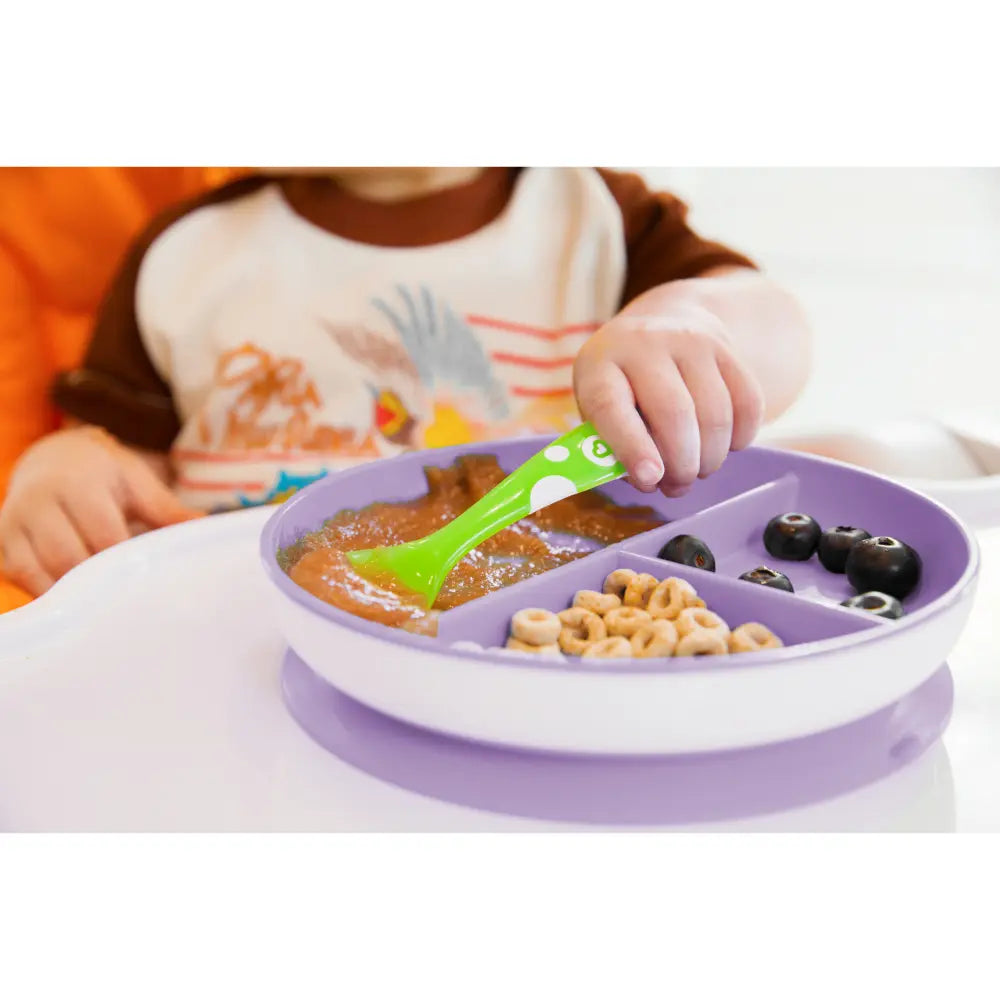 Munchkin Suction Plate for Babies &amp; Toddlers – Strong Suction Base with Deep Sides, BPA-Free, 6+ Months - Purple