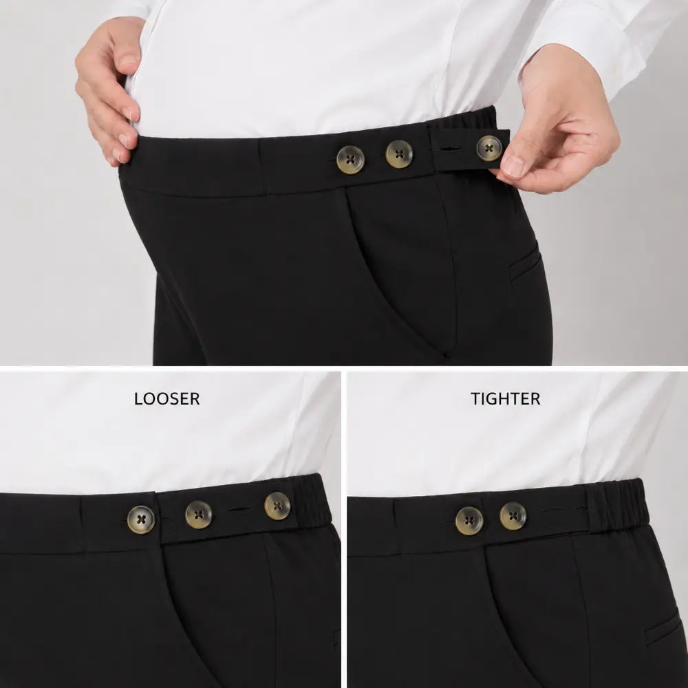 SOL MAMA Tailored Trousers with Side Buttons - Black
