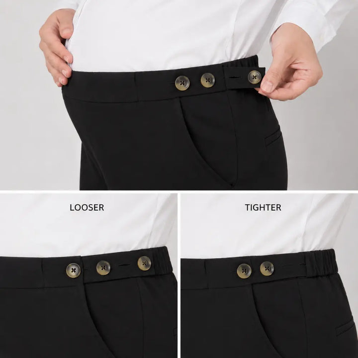 SOL MAMA Tailored Trousers with Side Buttons - Black