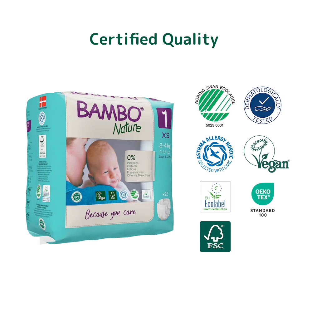Bambo Nature Skin Friendly Tape Diapers - XS (2-4 kgs)