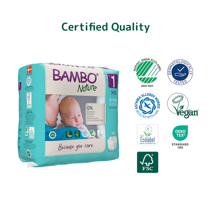 Bambo Nature Skin Friendly Tape Diapers - XS (2-4 kgs)