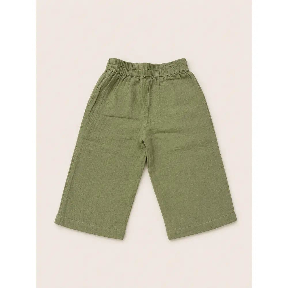 Sweetlime By AS Baby Boys Elephant Printed Cotton Mandarin Kurta with Olive Cotton Pants Co-ord Set - White &amp; Olive Green