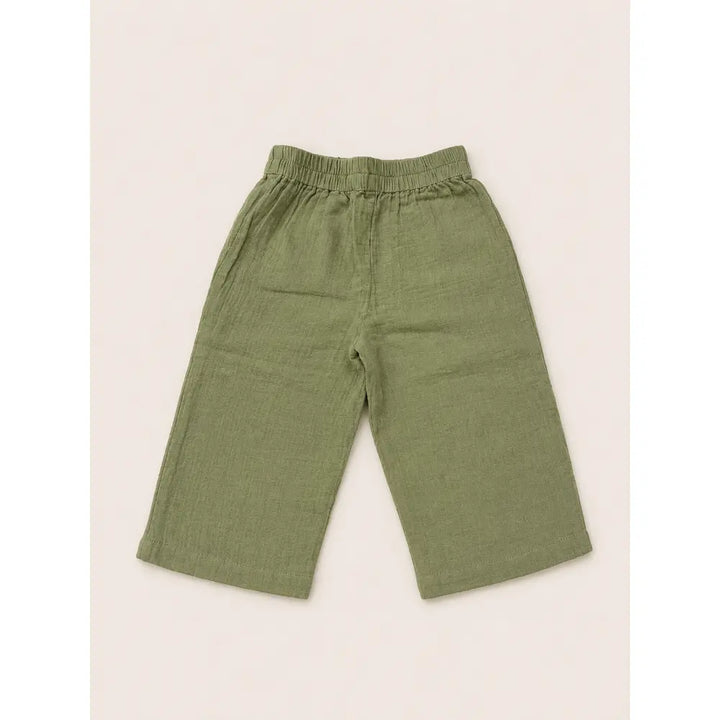 Sweetlime By AS Baby Boys Elephant Printed Cotton Mandarin Kurta with Olive Cotton Pants Co-ord Set - White &amp; Olive Green