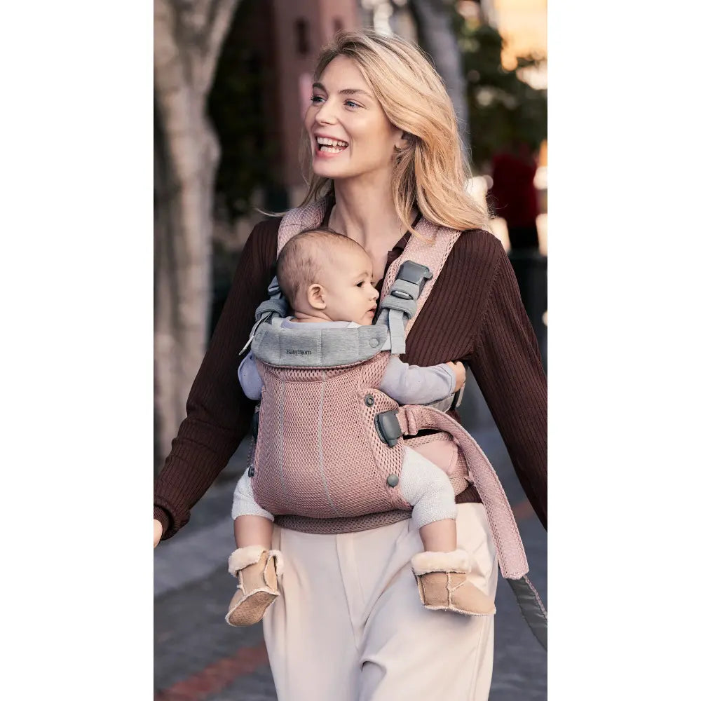 BabyBjorn Baby Harmony Carrier, 3D Mesh, Lightweight, Soft &amp; Breathable Newborn to Toddler Carrier, Adjustable Waistbelt &amp; Cross Straps, 4 Carry Positions, Birth - 3 Years (3-15Kgs) - Dusty Pink