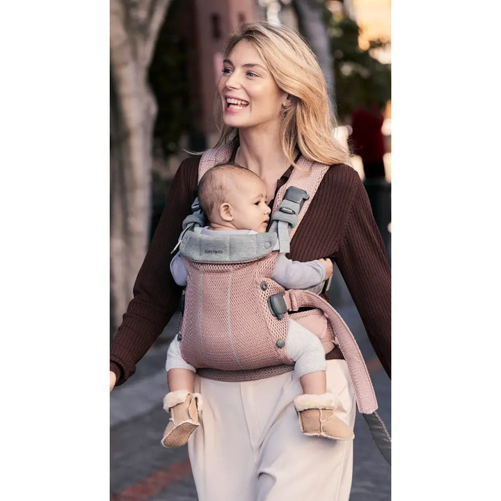 BabyBjorn Baby Harmony Carrier, 3D Mesh, Lightweight, Soft &amp; Breathable Newborn to Toddler Carrier, Adjustable Waistbelt &amp; Cross Straps, 4 Carry Positions, Birth - 3 Years (3-15Kgs) - Dusty Pink