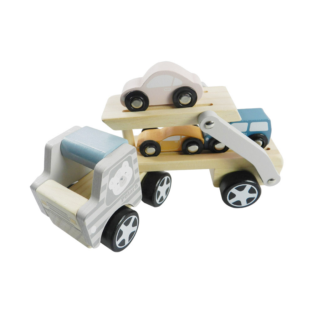 Playbox Car Carrier Truck and Cars Wooden Toy Set