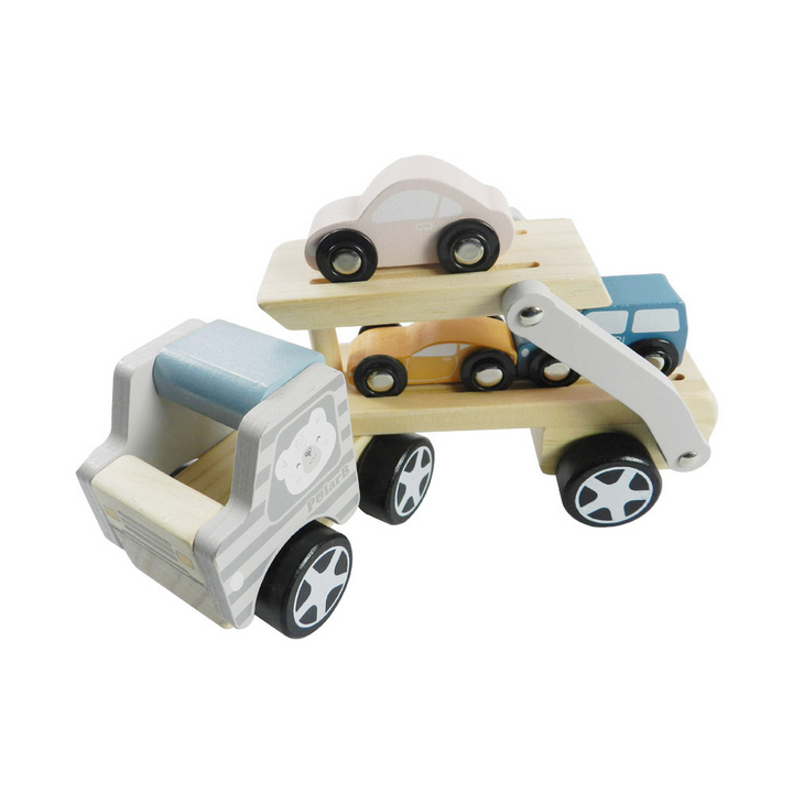 Playbox Car Carrier Truck and Cars Wooden Toy Set