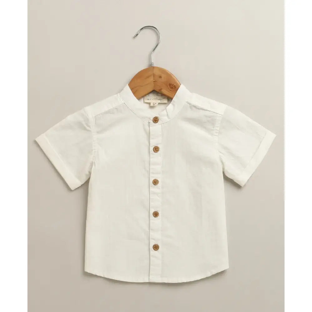 Sweetlime By As Classic Little Gentleman Suspender Shorts Set with Cotton Shirt