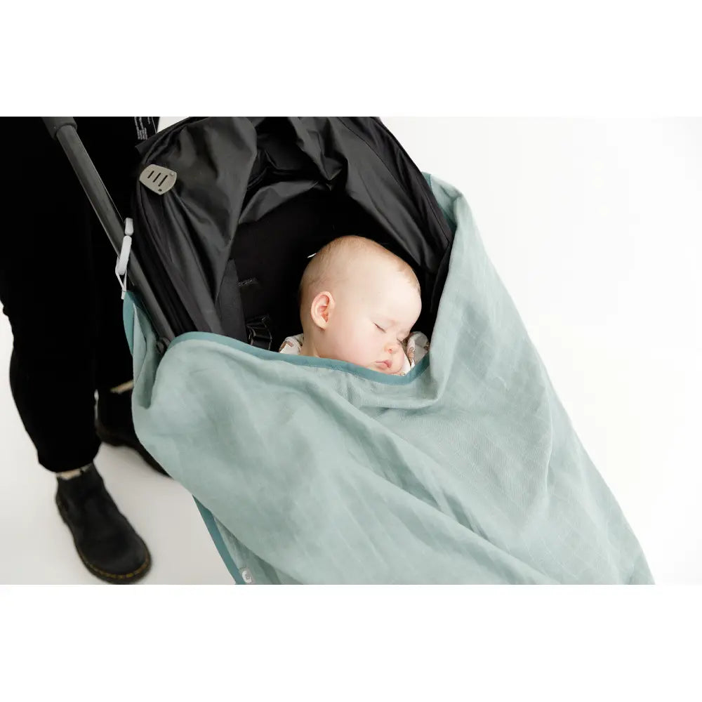 Cheeky Chompers 6-in-1 Muslin Breastfeeding Cover &amp; Teething Cloth, Bamboo &amp; Organic Cotton, Multi-Use Baby Essential with Silicone Teething Rings, Lightweight &amp; Breathable, Newborn+ - Sage Green