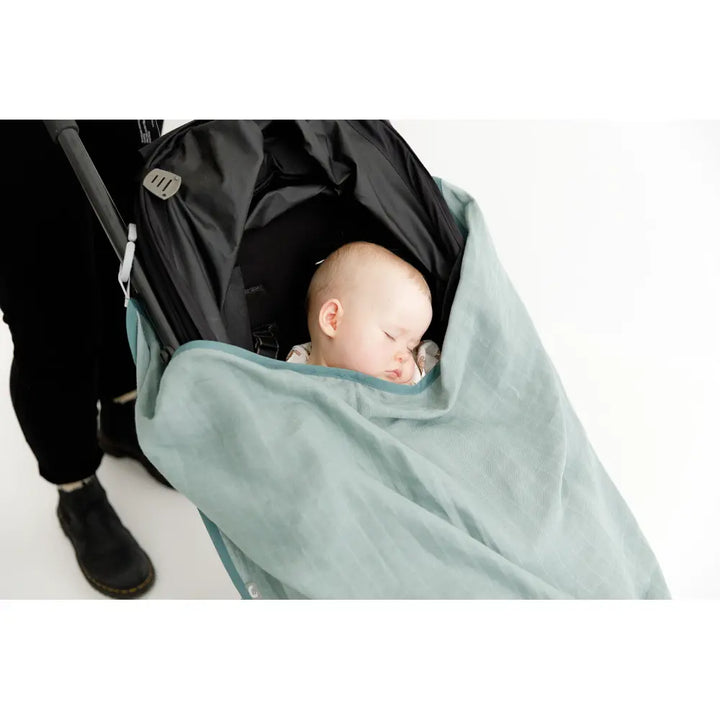 Cheeky Chompers 6-in-1 Muslin Breastfeeding Cover &amp; Teething Cloth, Bamboo &amp; Organic Cotton, Multi-Use Baby Essential with Silicone Teething Rings, Lightweight &amp; Breathable, Newborn+ - Sage Green