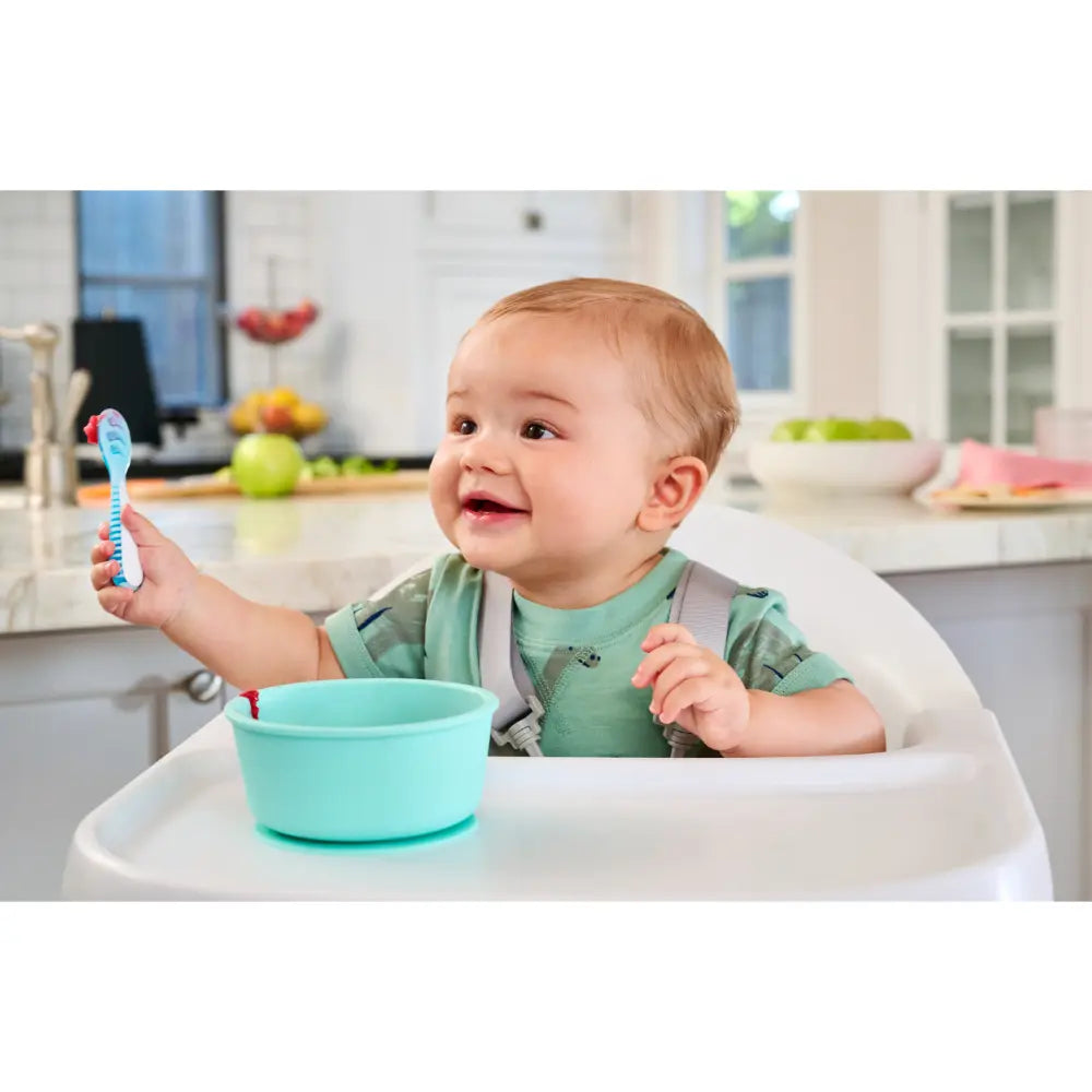Munchkin Gentle Dip Multistage Infant Spoon Set, Silicone Self-Feeding Spoons for Baby-Led Weaning, Stage 1 &amp; Stage 2, BPA-Free, 4+ Months - Blue / Green
