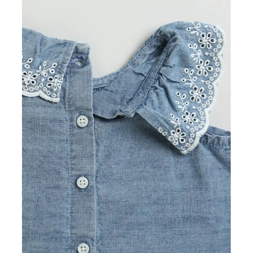 Sweetlime By AS Cotton Denim Ruffle Dress &amp; Bloomer Set - Blue