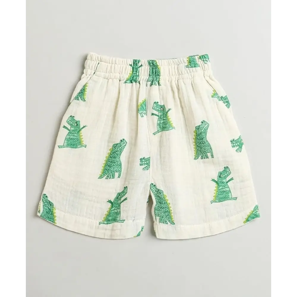 Sweetlime By As Alligator Print Cotton Co-ord Set - White
