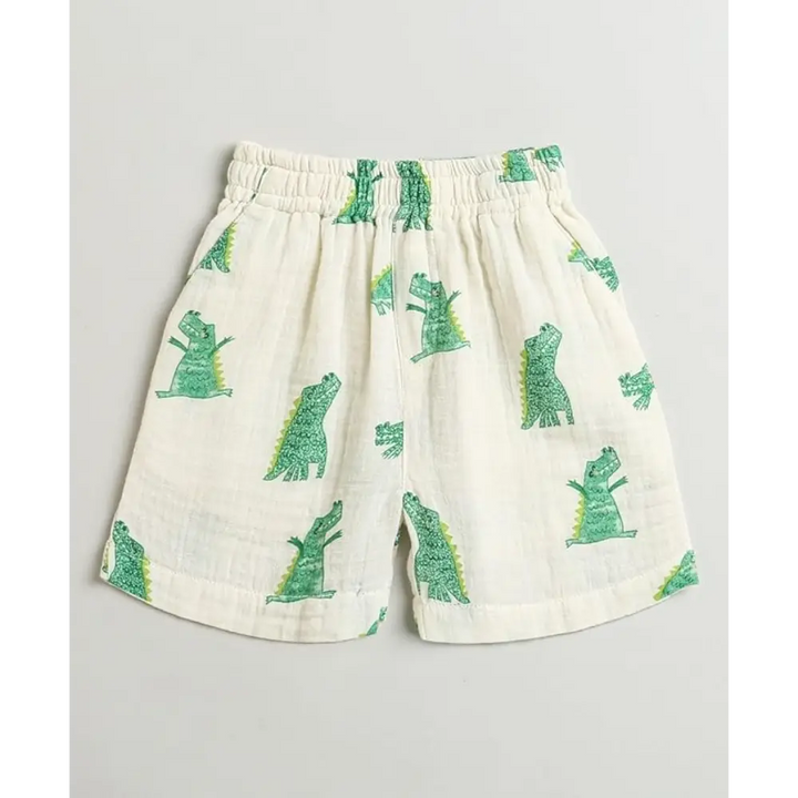 Sweetlime By As Alligator Print Cotton Co-ord Set - White