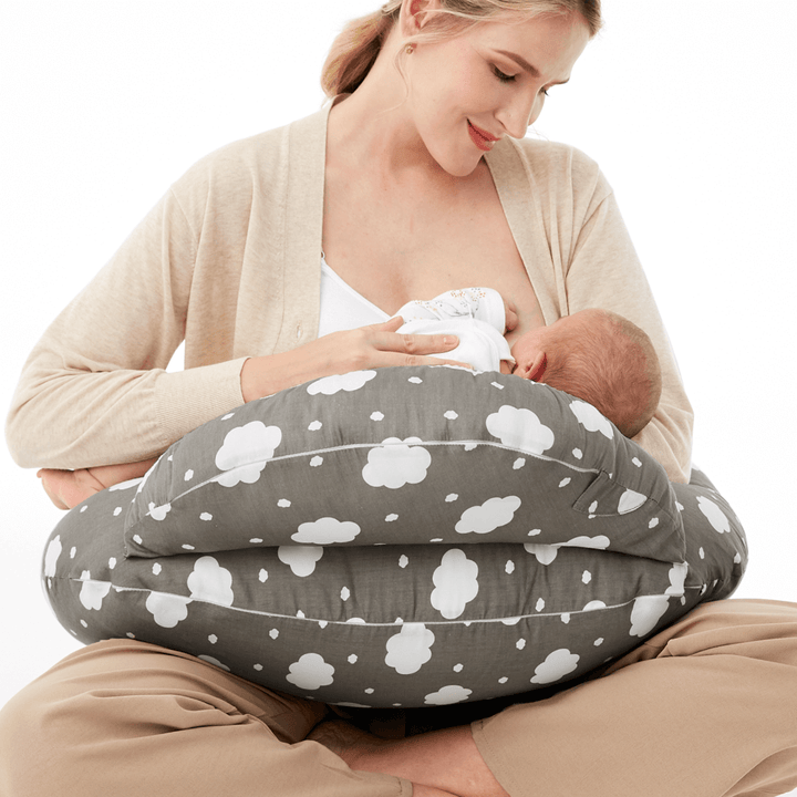 Momcozy Maternity Accessory Adjustable Nursing Pillow - Grey &amp; White