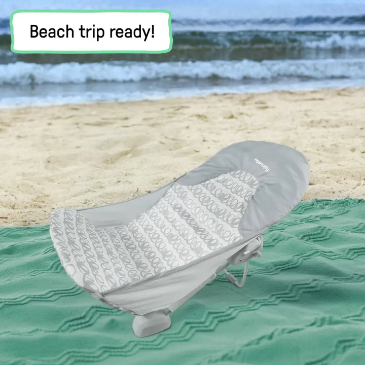 Ingenuity FoldAway 2-Position Baby Bath Bather with Mesh Sling &amp; Headrest, Grey, 0–6 Months (Upto 9 kgs)