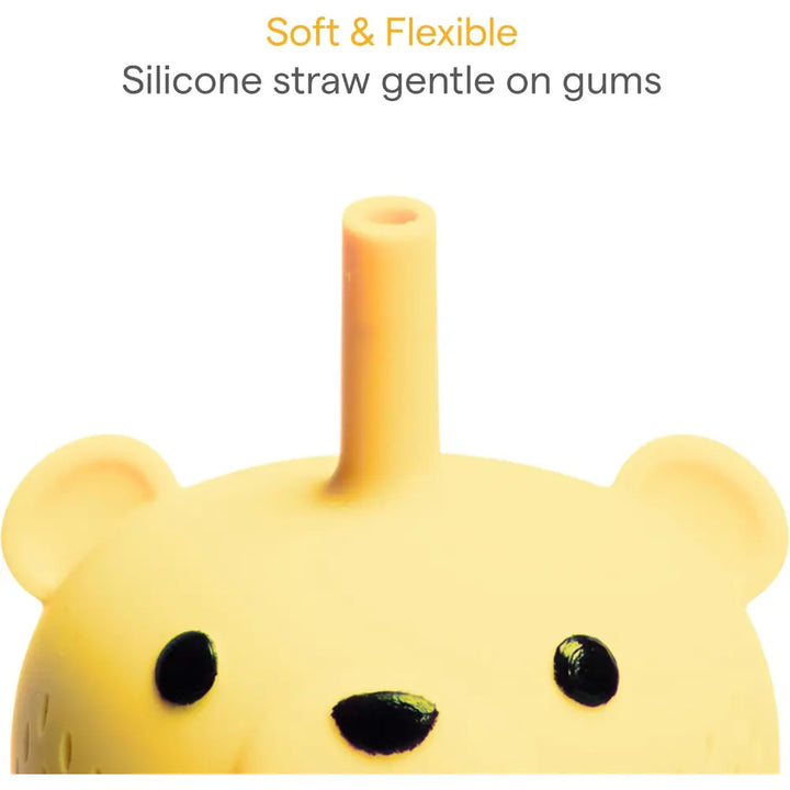 Munchkin Gentle™ Transition Honey Bear Silicon Straw Cup - Squeezable Design, 9oz/ 260 ml, 6+ Months  - Yellow