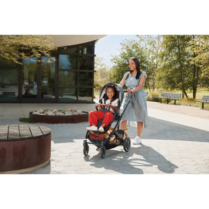 UPPAbaby Cruz V3 City Stroller, Reversible Seat, Flat Recline, Includes Bumper Bar, Insect Net, Rain Cover, up to 4 Years - Savannah/Pearl Grey