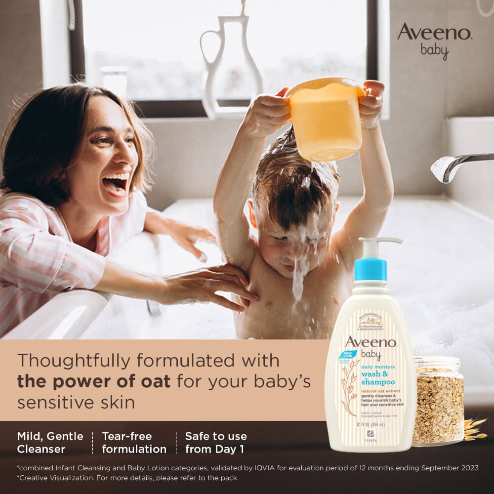 Aveeno Baby Daily Moisture Wash & Shampoo for Delicate Skin -354ml