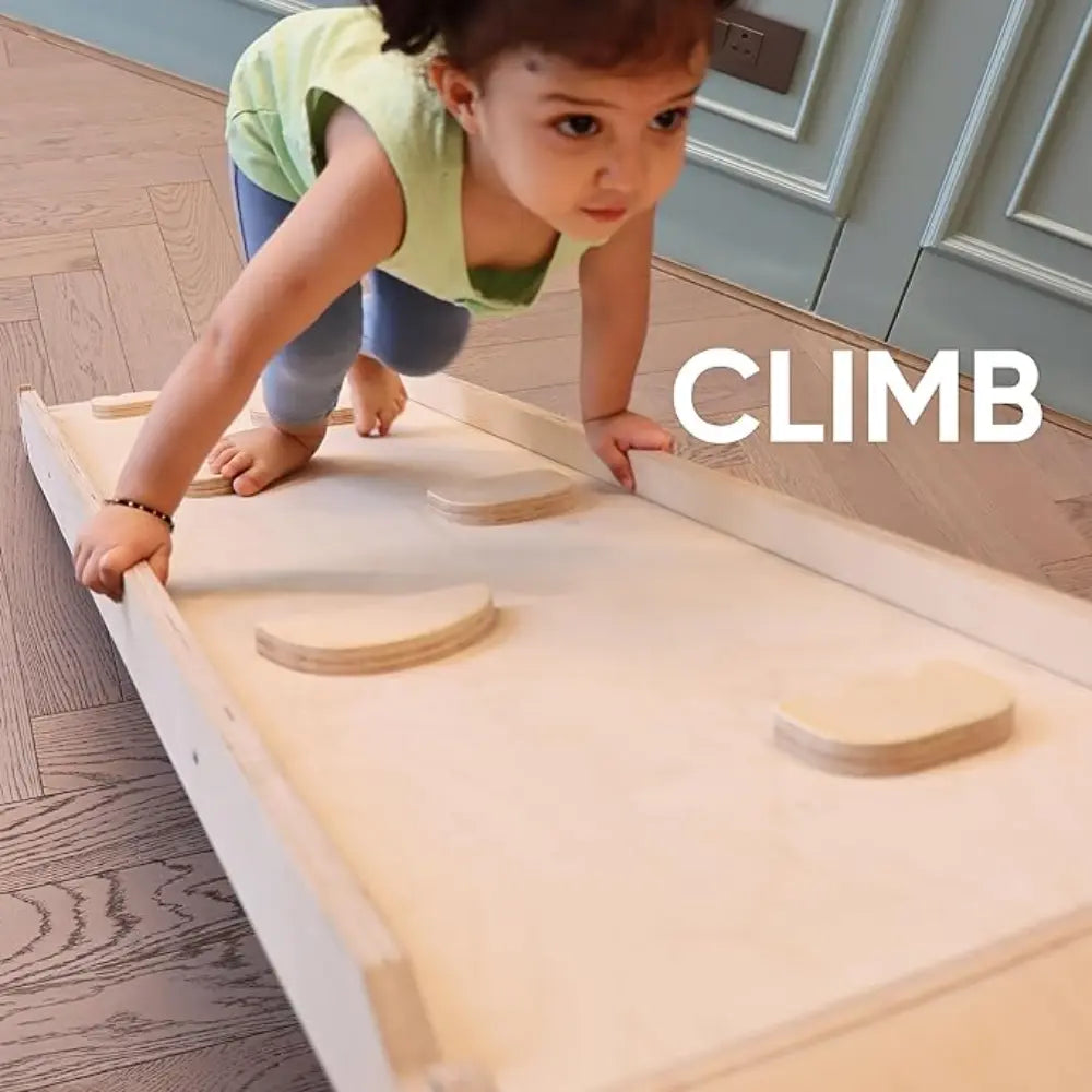 Curious Cub 4-in-1 Indoor Jungle Gym | Climbing Triangle with slide, swing, rock climbing and ladder | Toddler Gym | Ages 1-5 Yrs