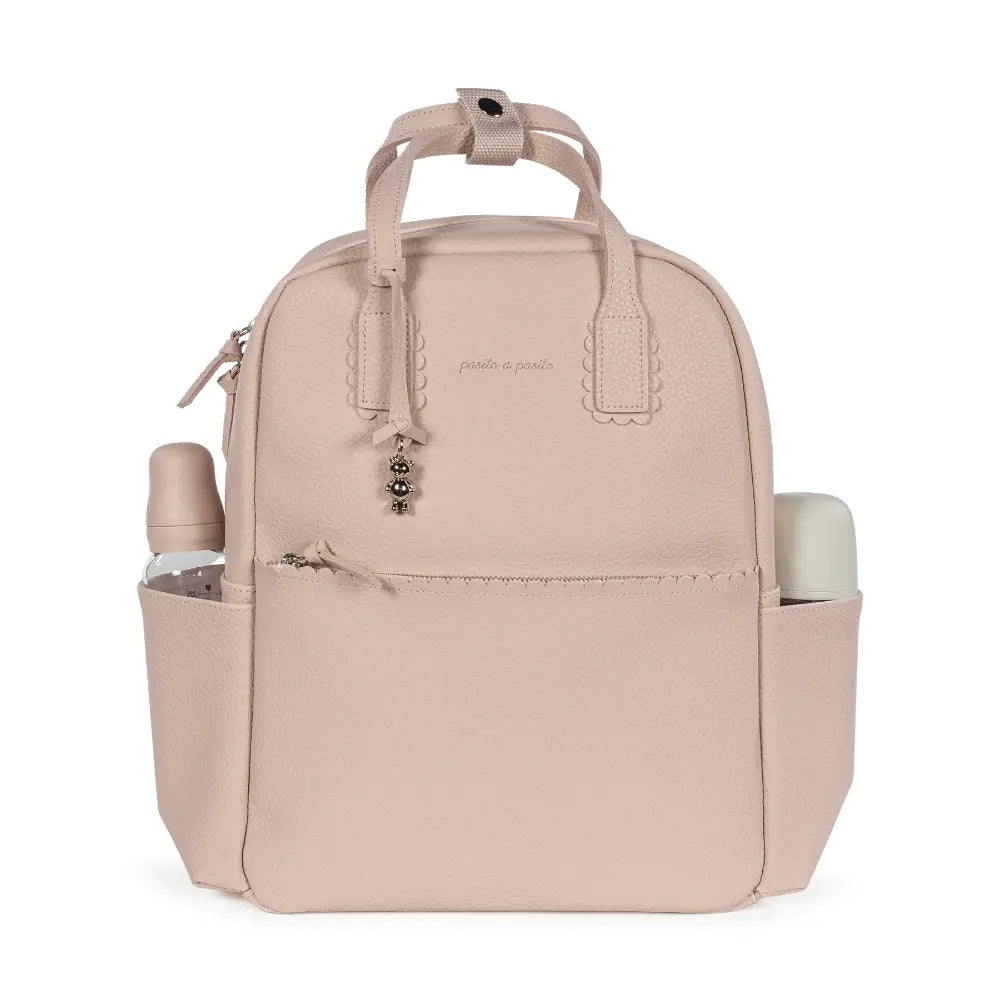 Pasito a Pasito Diaper Backpack with Changing Pad, Large Capacity Water-Resistant with Multi-Pocket Organizer, Insulated Bottle Pocket, Shoulder &amp; Stroller Straps, Icon Eco Leather - Rose