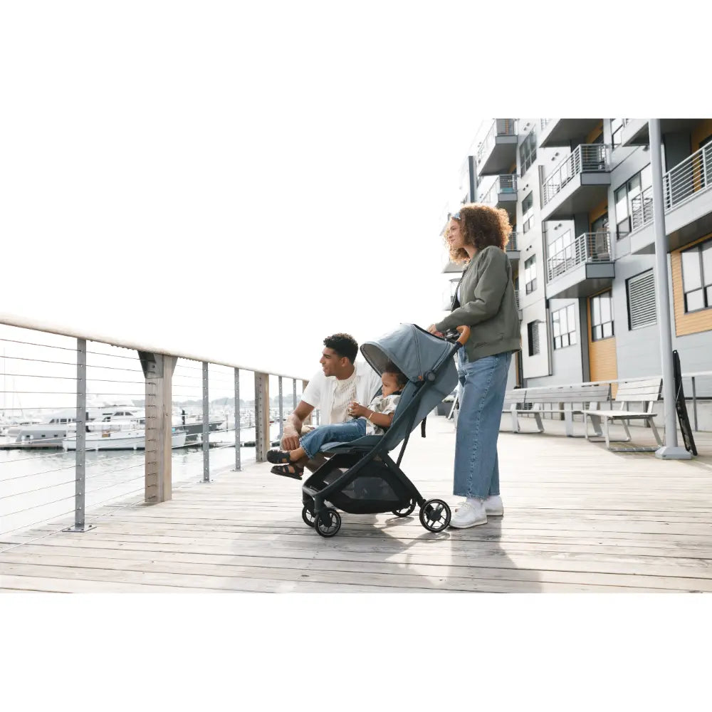 UPPAbaby Minu V3 Stroller, Travel/Cabin Friendly, Compact, Lightweight, One Hand Fold, Flat Recline, Carry Strap, Suitable from Birth - Dillan/Stone Blue