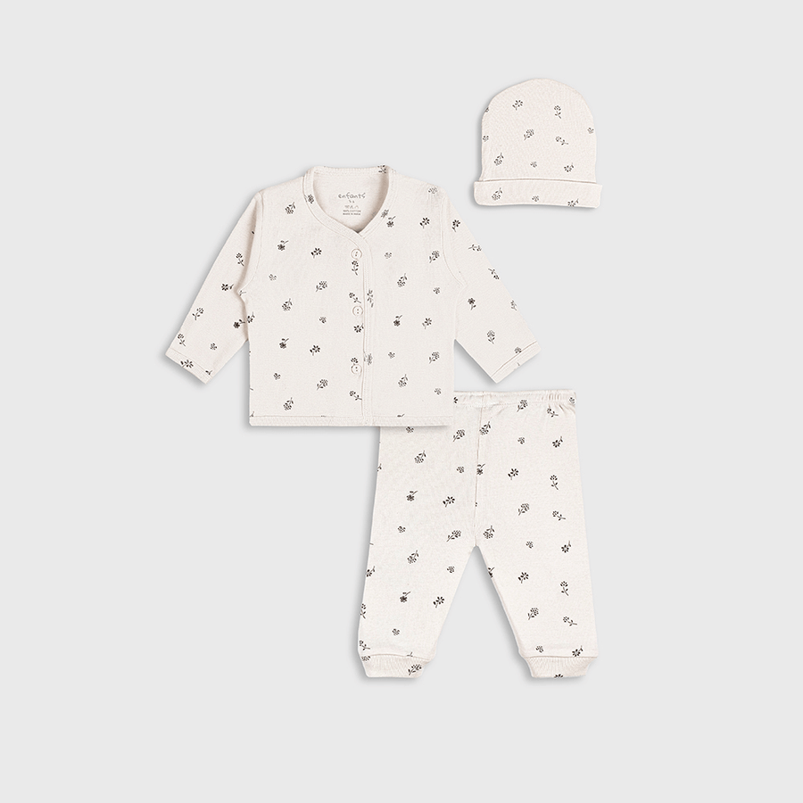 Enfants Creamy Flora Co-ords - Beige