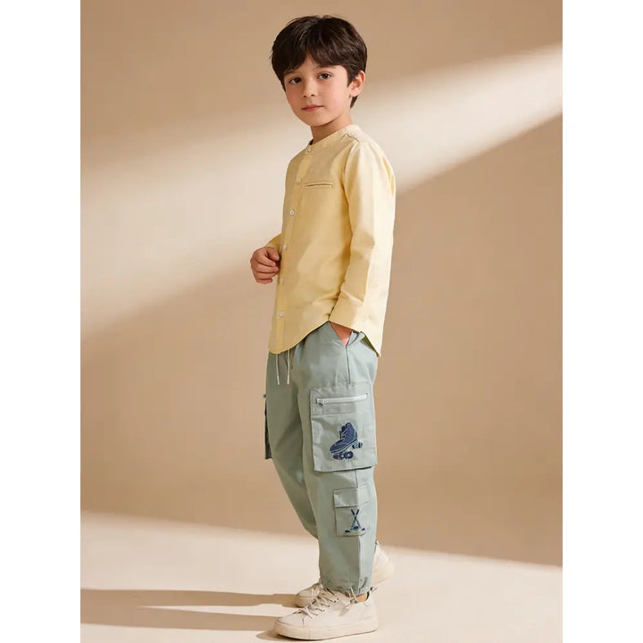 The Baby Trunk Unisex Yellow Band Collar Shirt | 2 to 6 Years