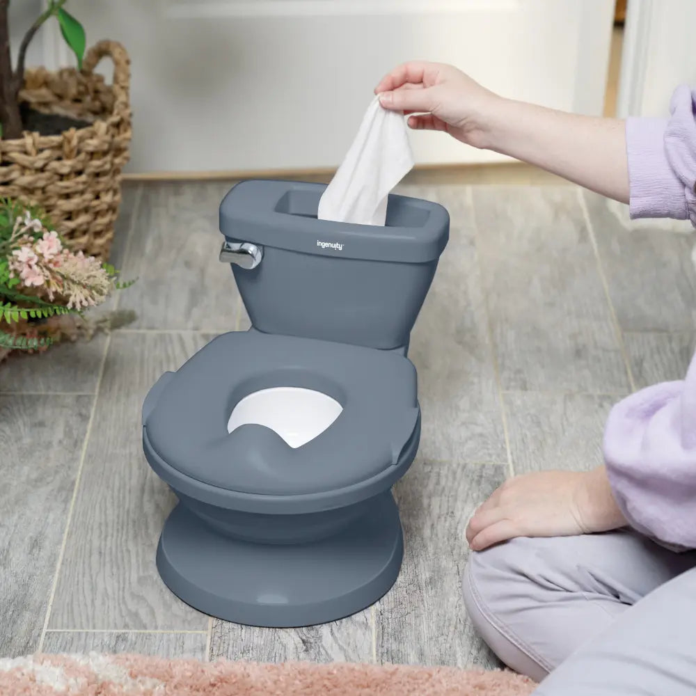 Ingenuity My Size Potty Pro 2-in-1 Toddler Potty Training Toilet with Flush Sound &amp; Detachable Potty Ring, 18 - 60 months, Blue
