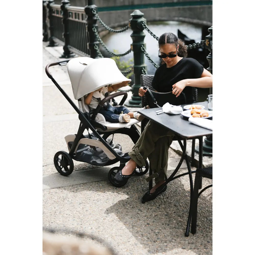 UPPAbaby Kona Stroller, Compact, Reversible Seat, Flat Recline, One Hand Fold, Includes Rain Cover &amp; Insect Net, Suitable from Birth - Evelyn/Meadow Green