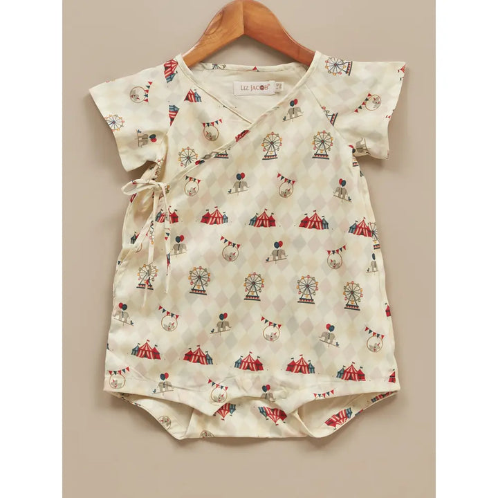 Liz Jacob Baby Cream Cotton Kimono Romper | Circus