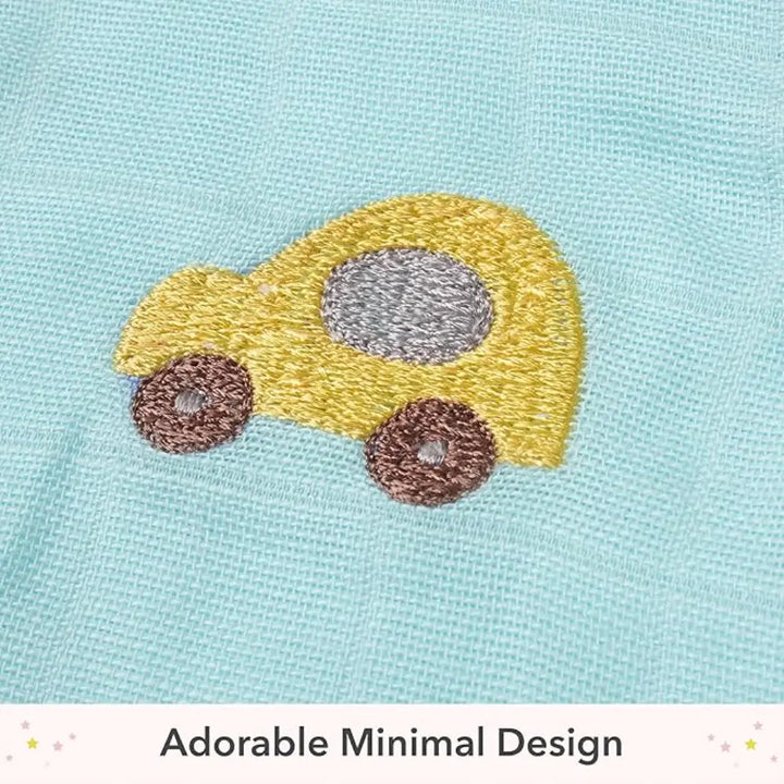 The White Cradle Organic Cotton Baby Romper for Newborn Baby Boy &amp; Girl | Pack of 2 Blue Triangle with Car Infant Rompers | Snap Button Crotch for Easy Diaper Change | Soft Summer Baby Outfit