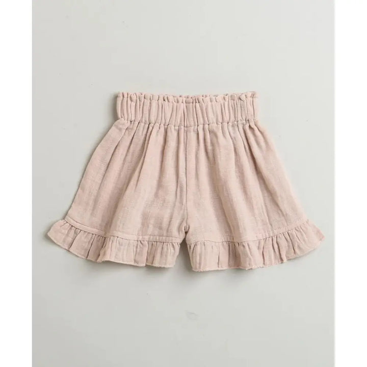 Sweetlime By AS Pumpkin &amp; Floral Print Ruffle Organic Cotton Co-ord Set - Off-White &amp; Peach