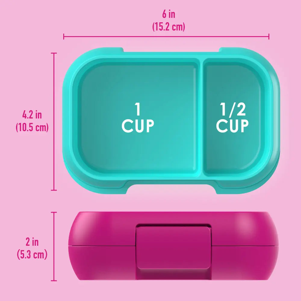 Bentgo Kids Leak-Proof Lunch Box with 2 Compartments, BPA-Free Bento Snack Box, Microwave, Dishwasher &amp; Freezer Safe, 355 ml - Fuchsia/Teal