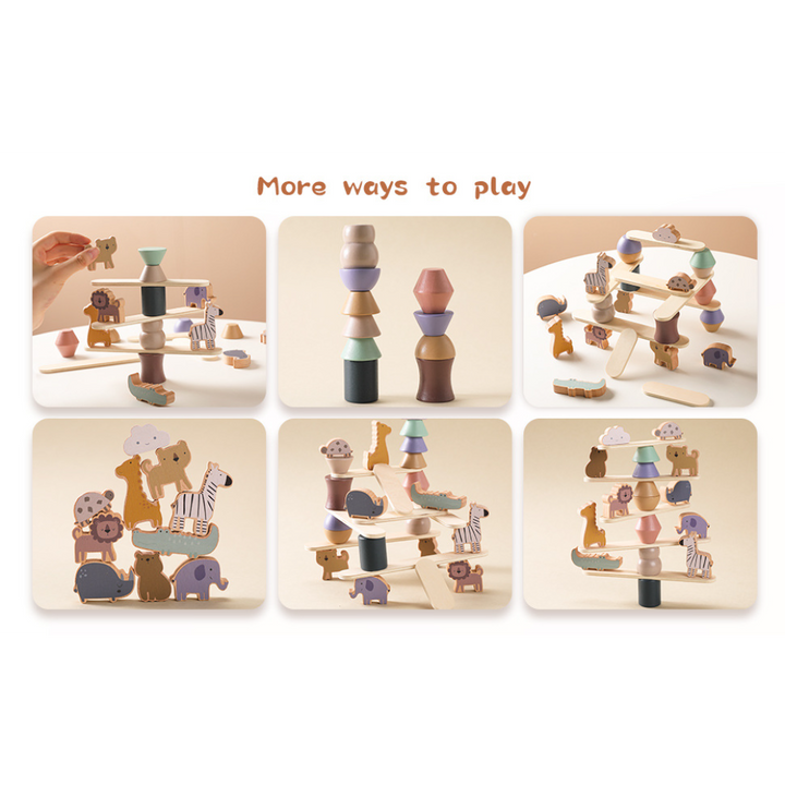 Playbox Wooden Zoo Tower Balancing Activity Toy