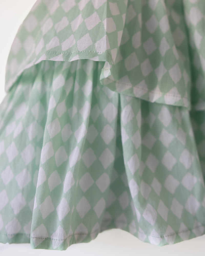 Love The World Today Wander Co-Ord Set In Sage Green Rhombus For Girls