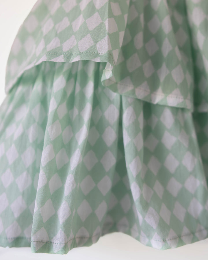 Love The World Today Wander Co-Ord Set In Sage Green Rhombus For Girls