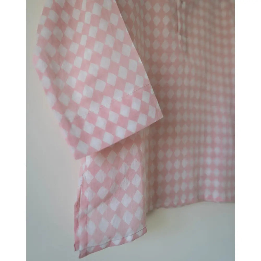 Love The World Today Sleepover Party Kids Unisex Kurta In Blush Pink Rhombus