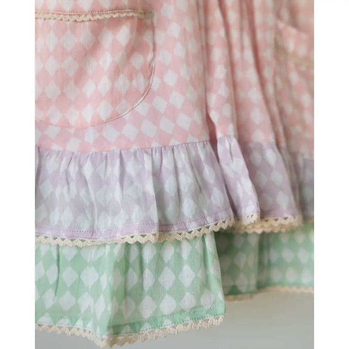 Love The World Today Pocketful Of Sunsets Dress For Girls In Rhombus Block Print